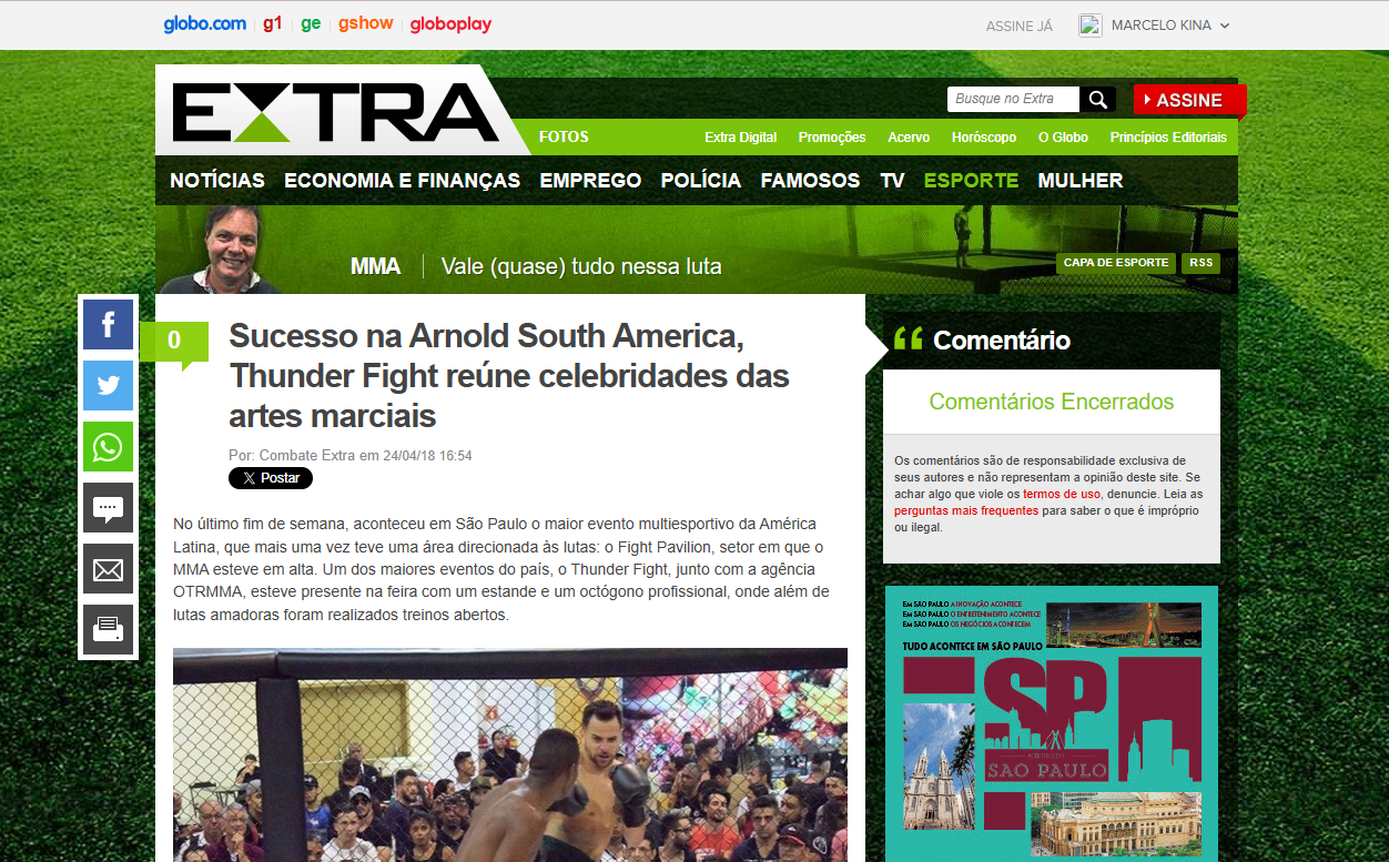 Sucesso na Arnold South America, Thunder Fight reúne celebridades das artes marciais