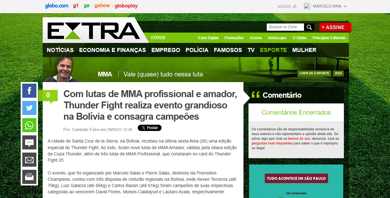 Com lutas de MMA profissional e amador, Thunder Fight realiza evento grandioso na Bolívia e consagra campeões